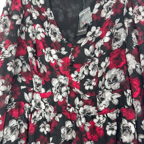 Torrid Womens Pullover Peplum Chiffon Floral Top Blouse Size 2X Multicolor - Picture 12 of 12